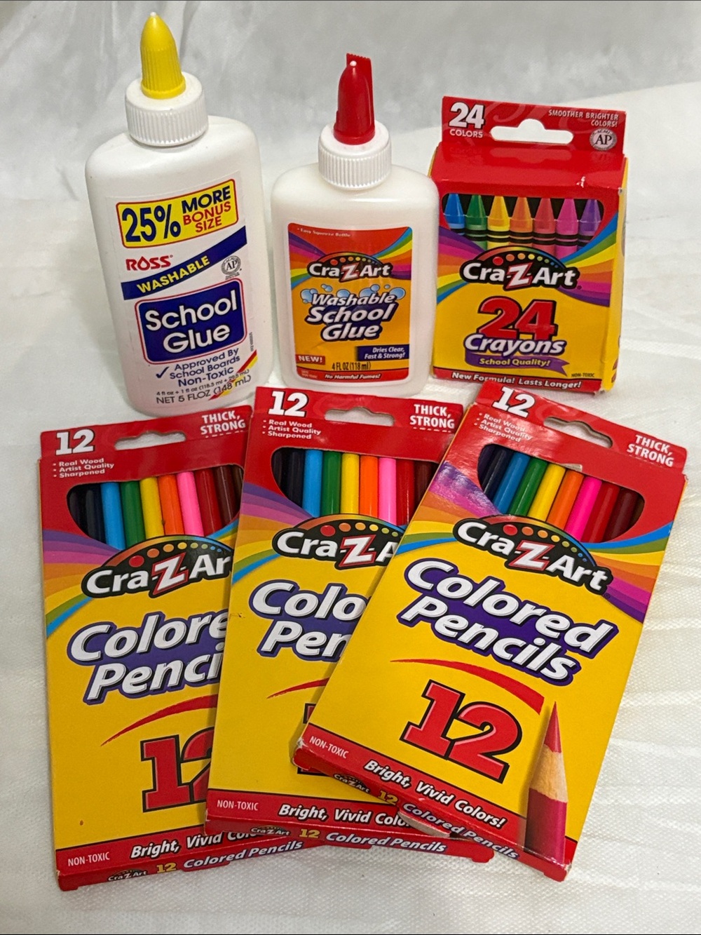 Colored Pencils & School Glue Bundle of 6